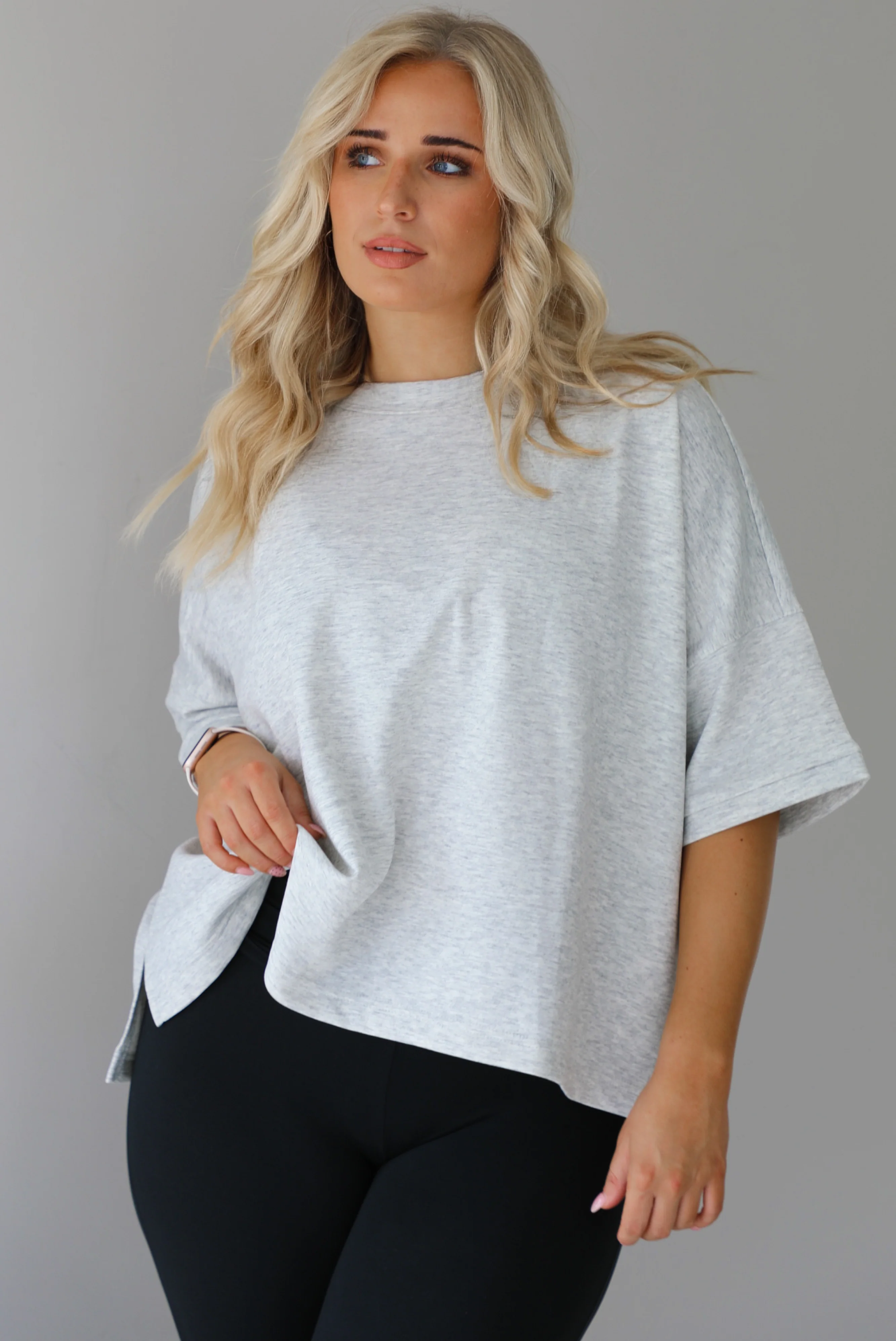 Dressed Down Oversized Tee: Heather Grey - Image 4