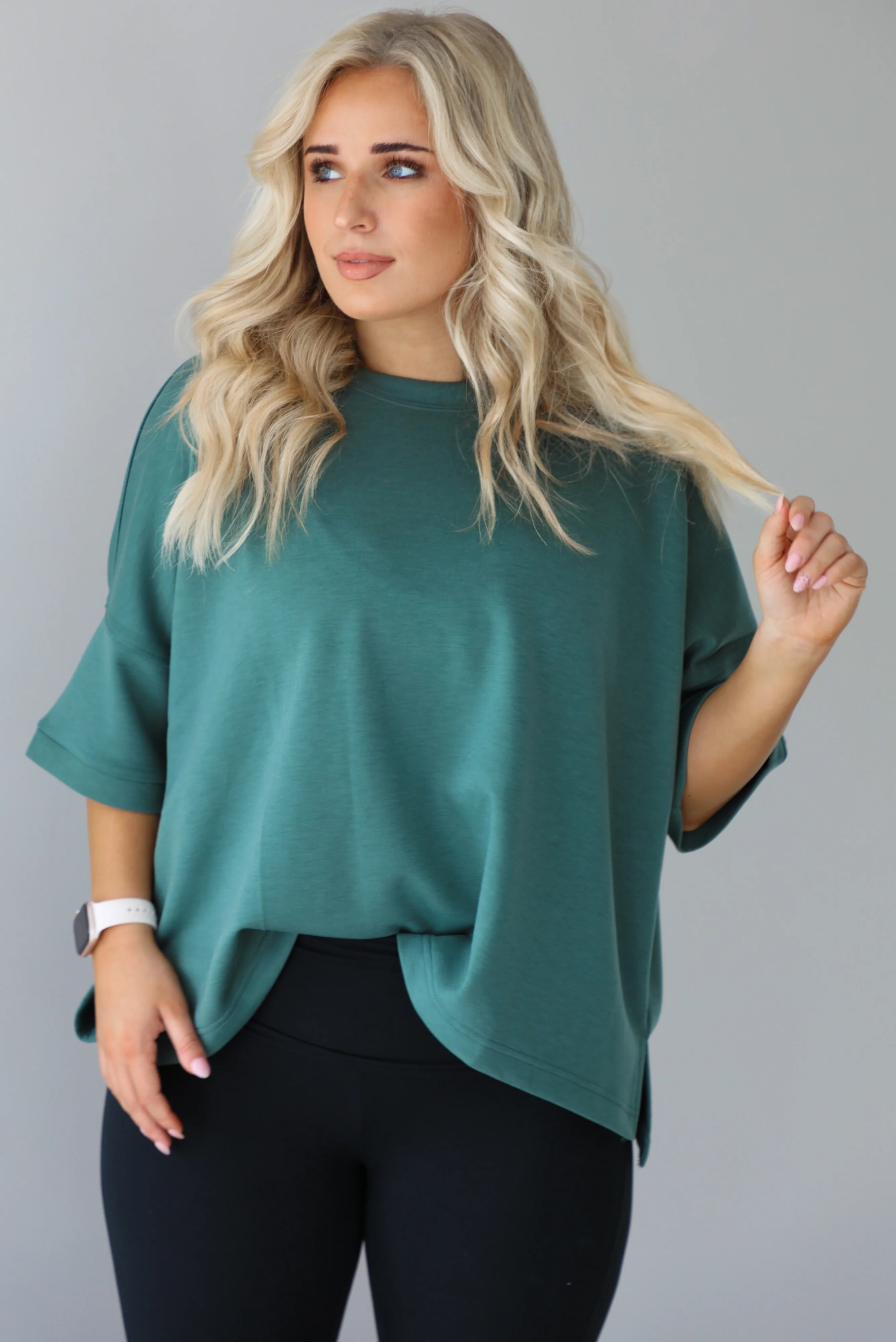 Dressed Down Oversized Tee: Teal - Image 4