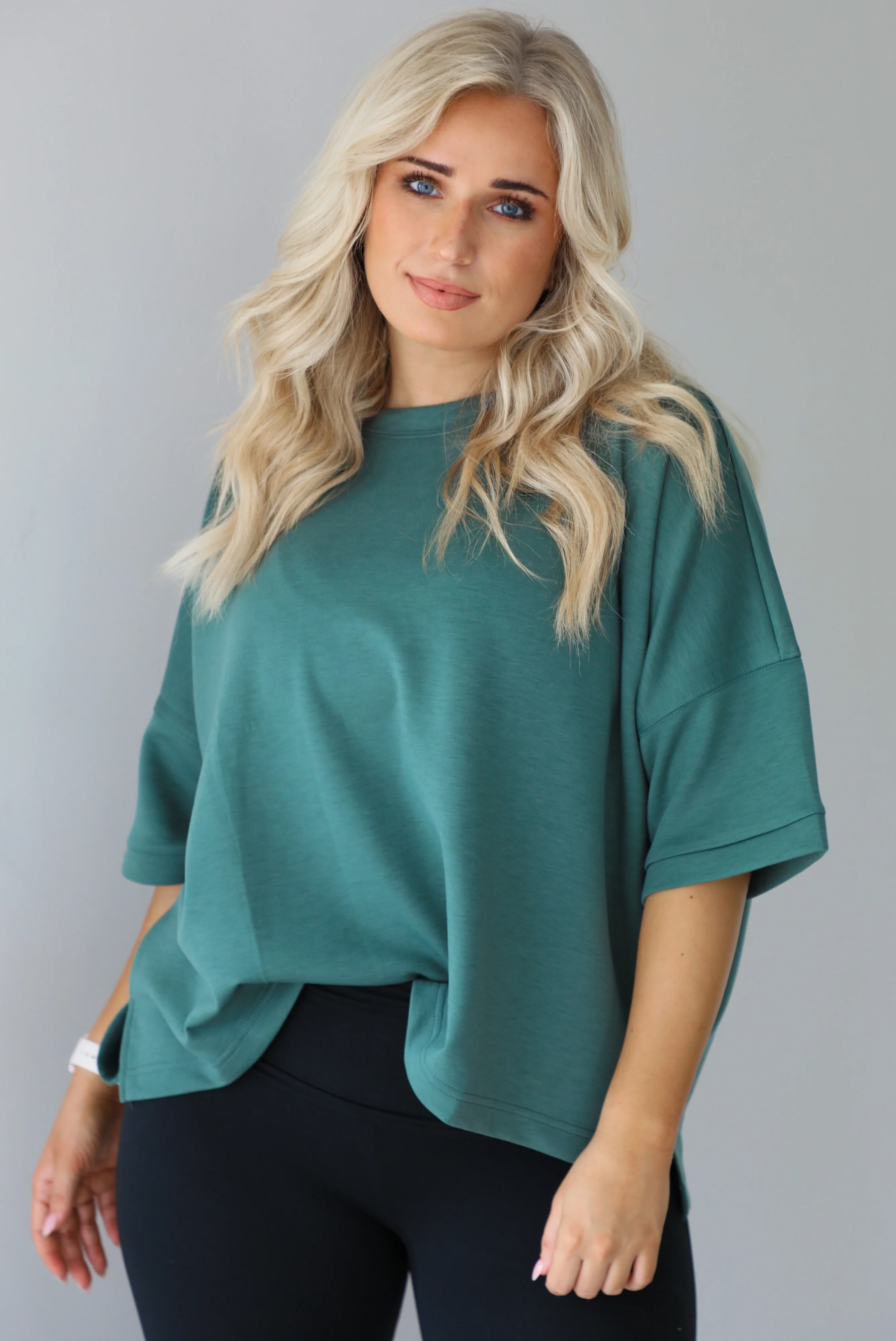 Dressed Down Oversized Tee: Teal - Image 5