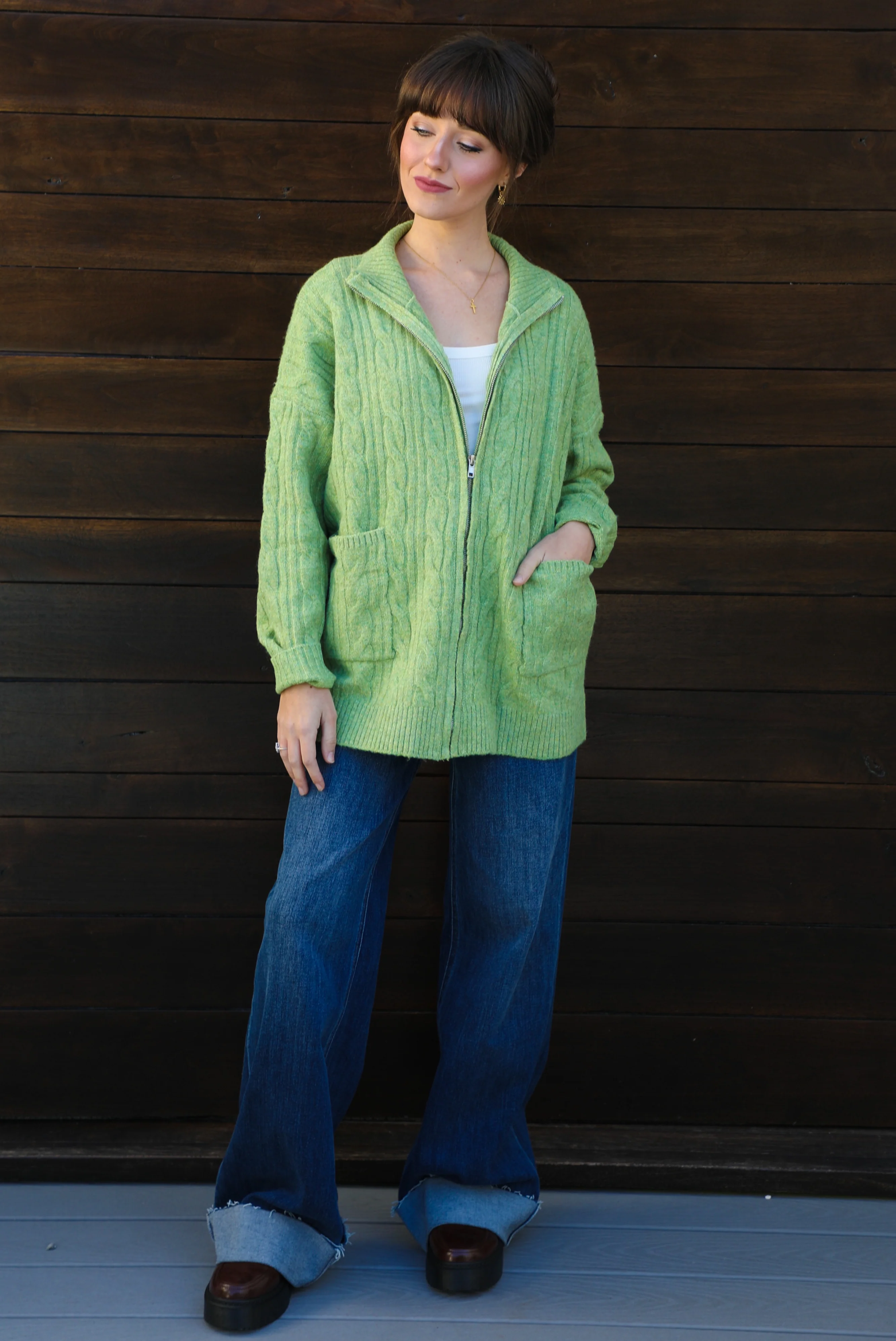 Everything You Need Cardigan: Green - Image 3