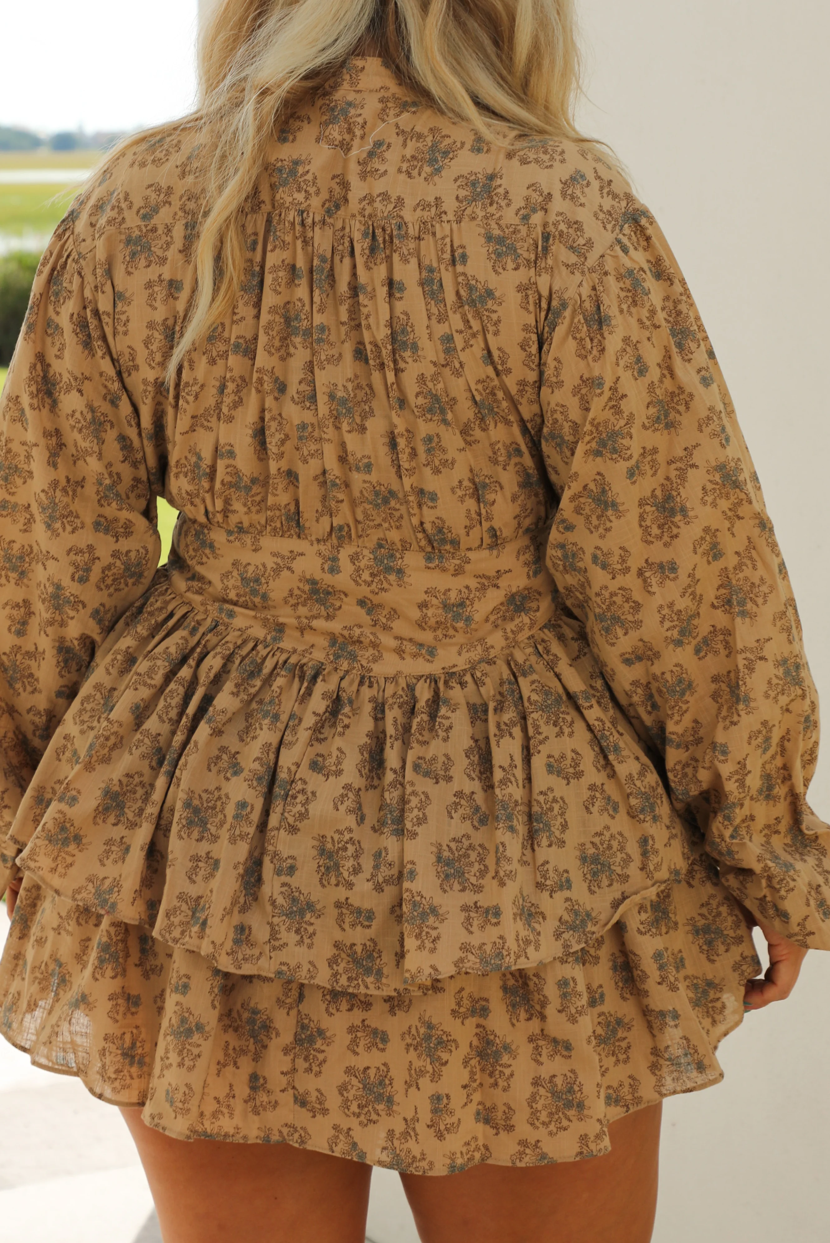 Flower Fields Dress: Tan/Multi - Image 3