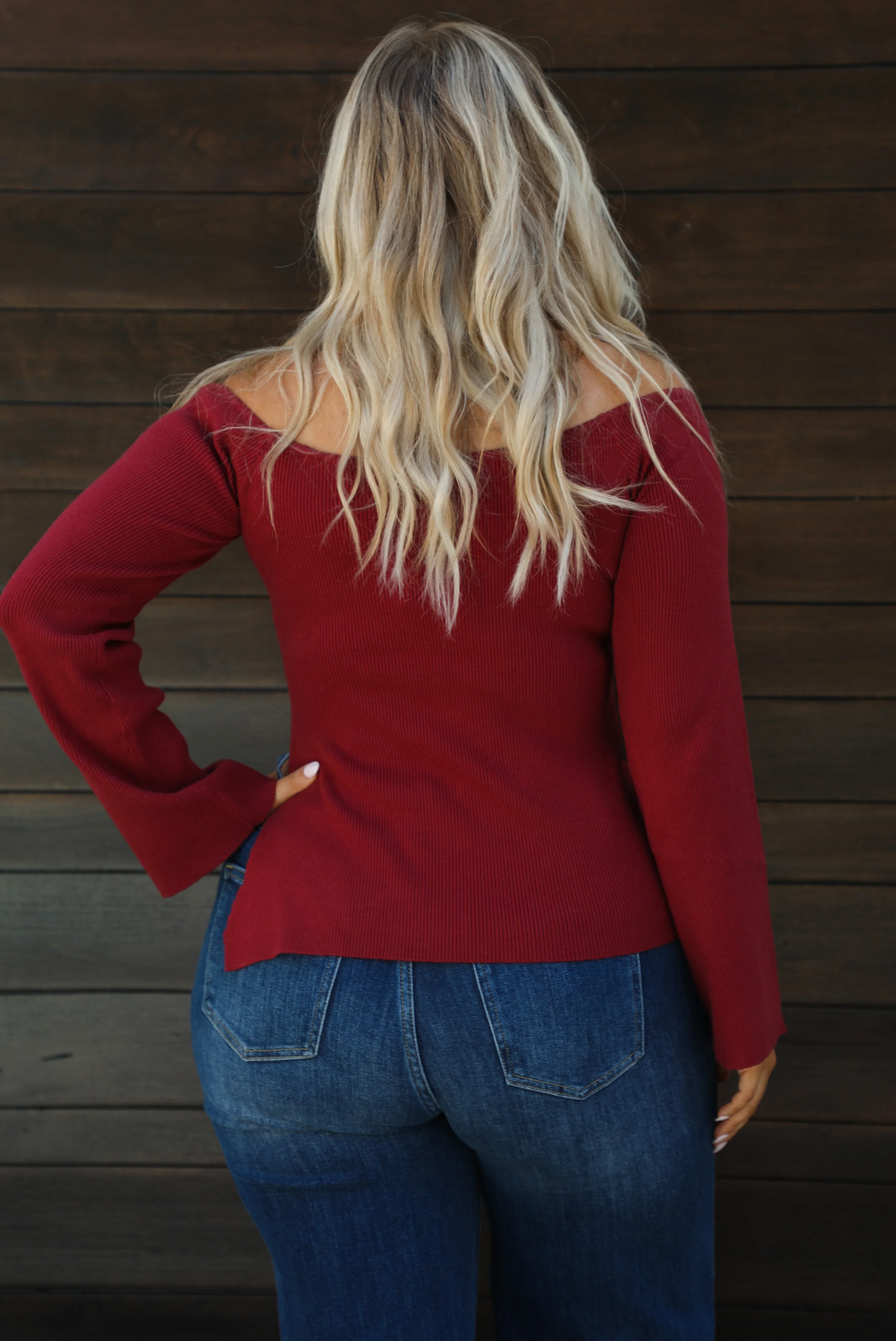 Hazel Knit Top: Maroon - Image 3