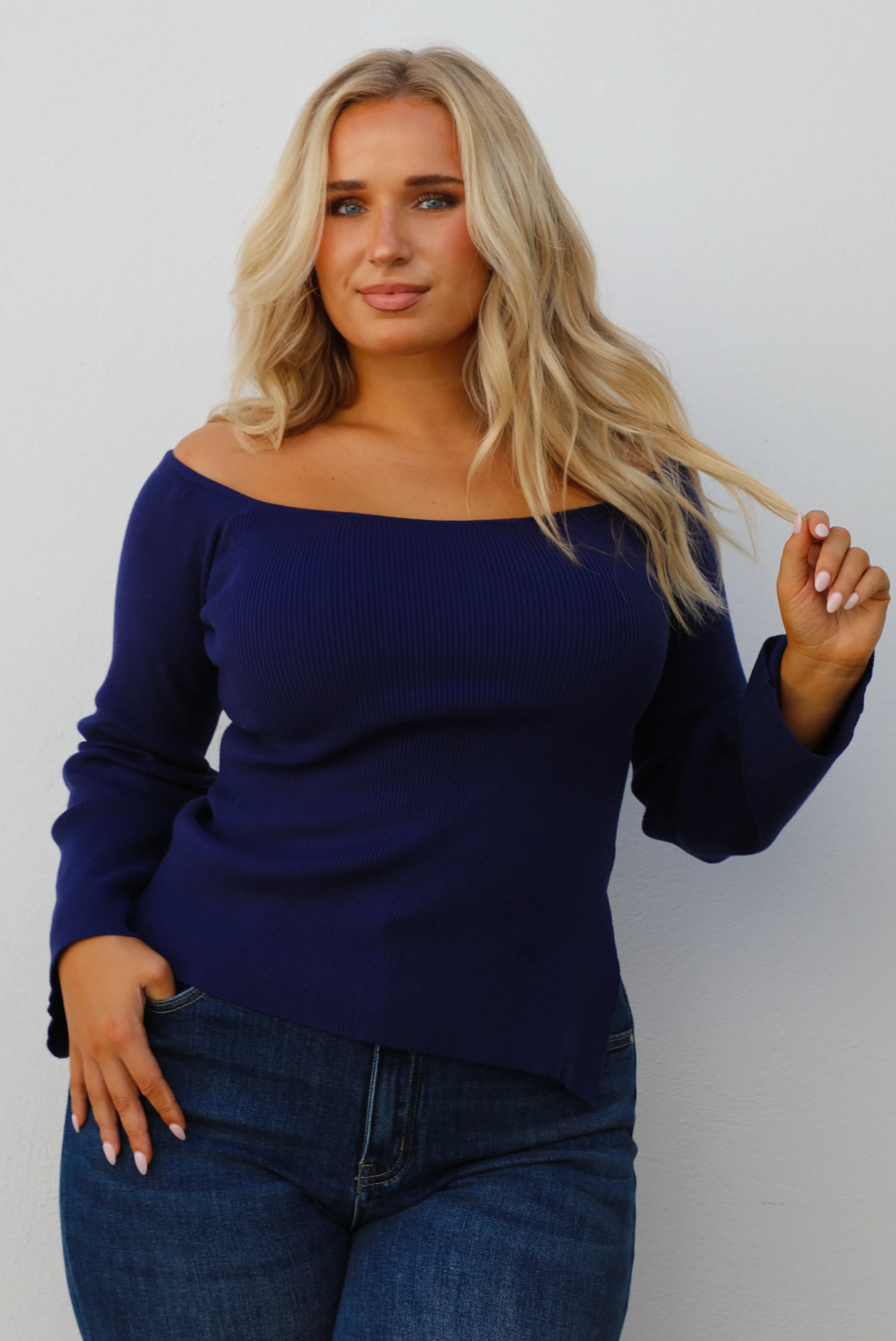 Hazel Knit Top: Navy - Image 3