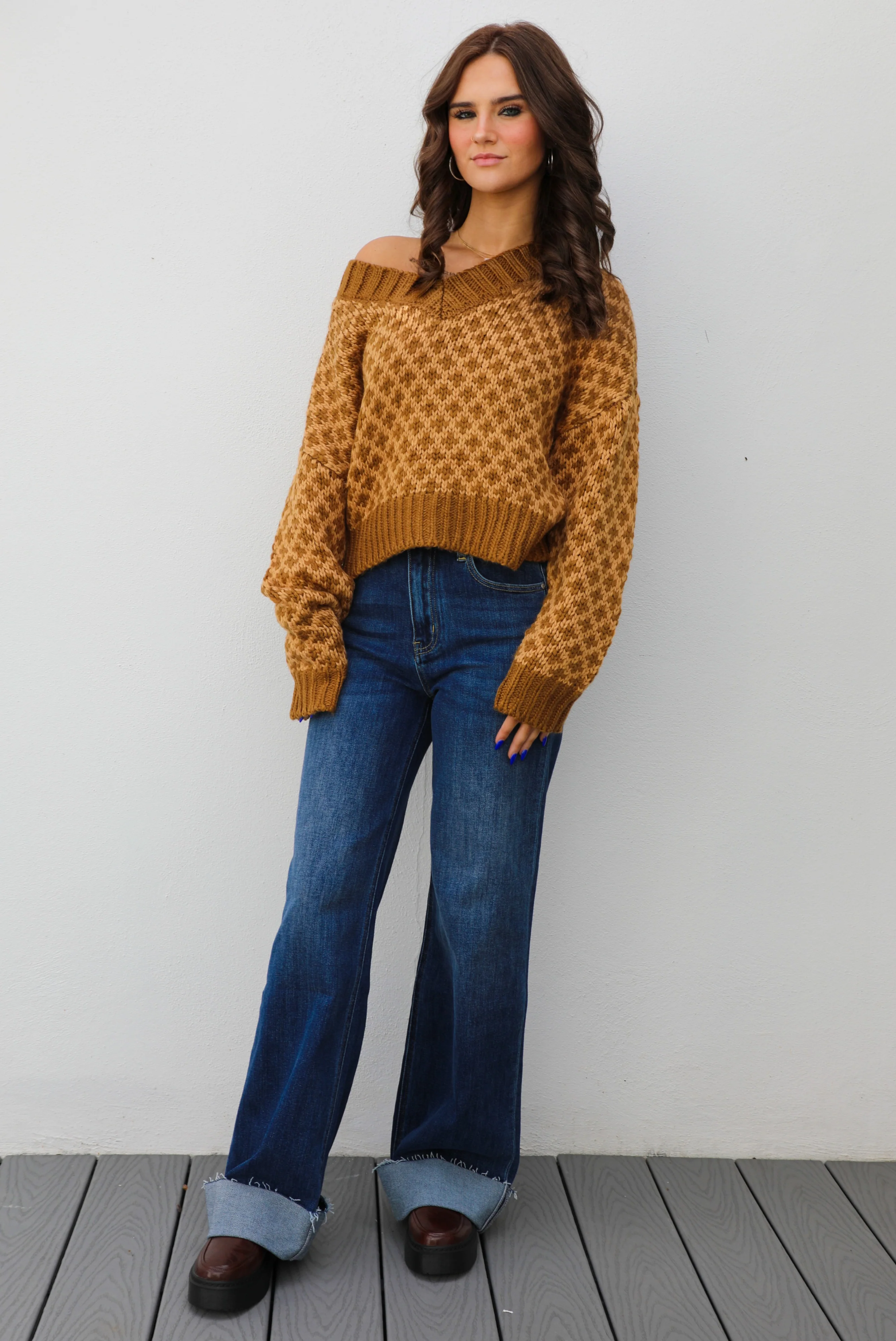 Here & There Sweater: Brown/Tan - Image 4