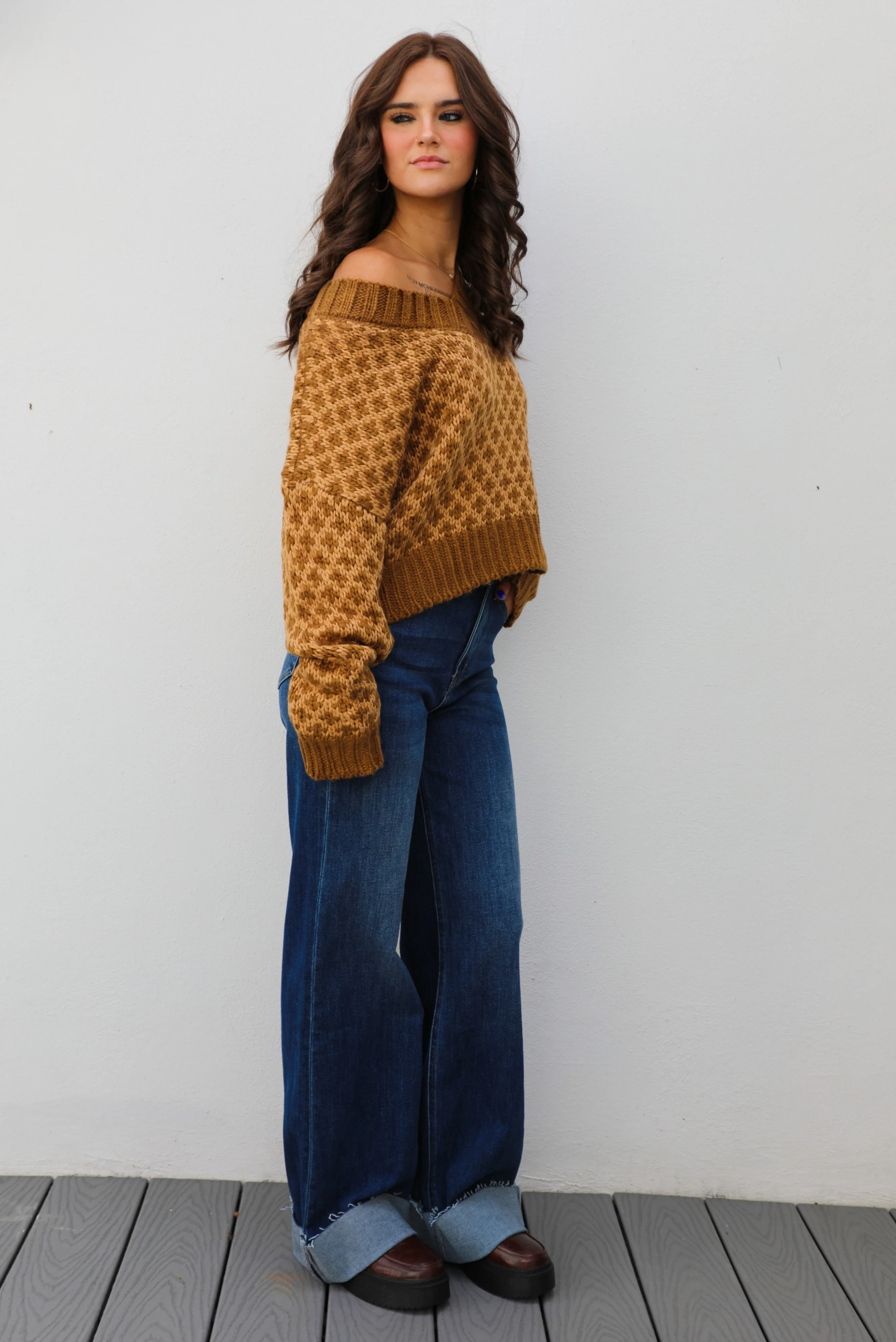 Here & There Sweater: Brown/Tan - Image 5