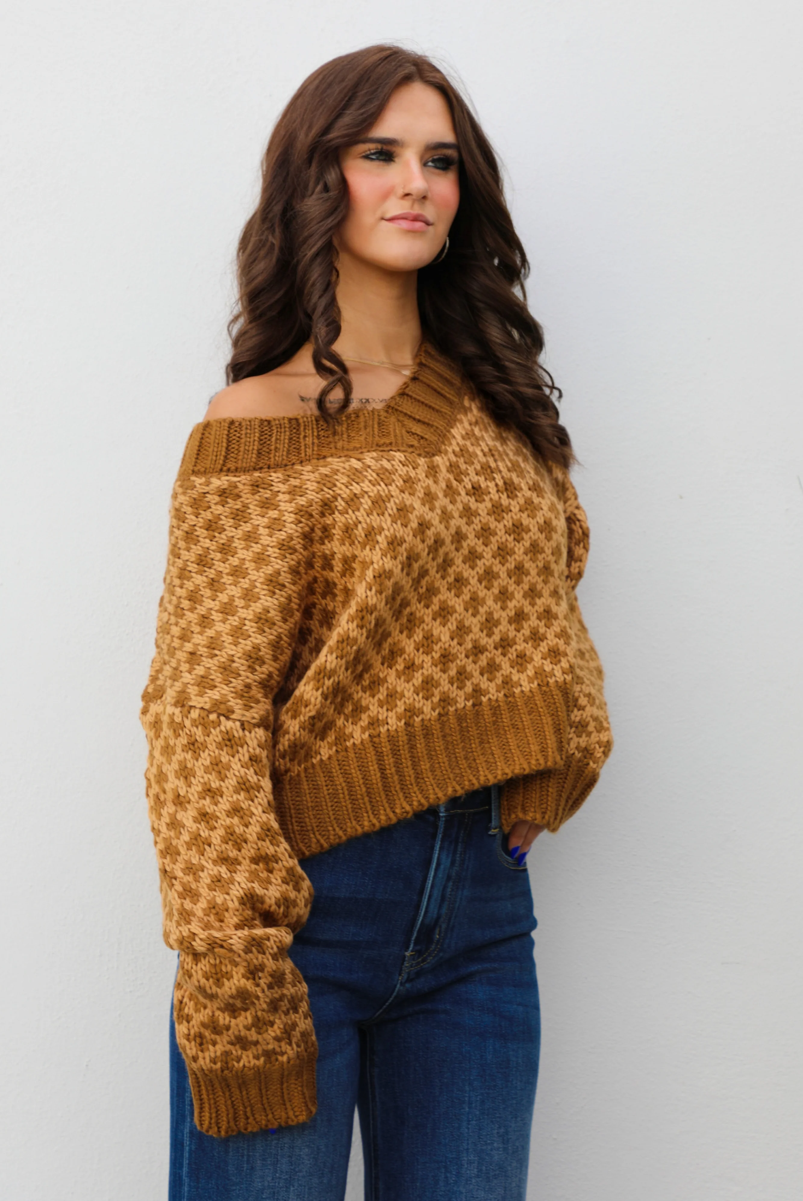 Here & There Sweater: Brown/Tan - Image 6