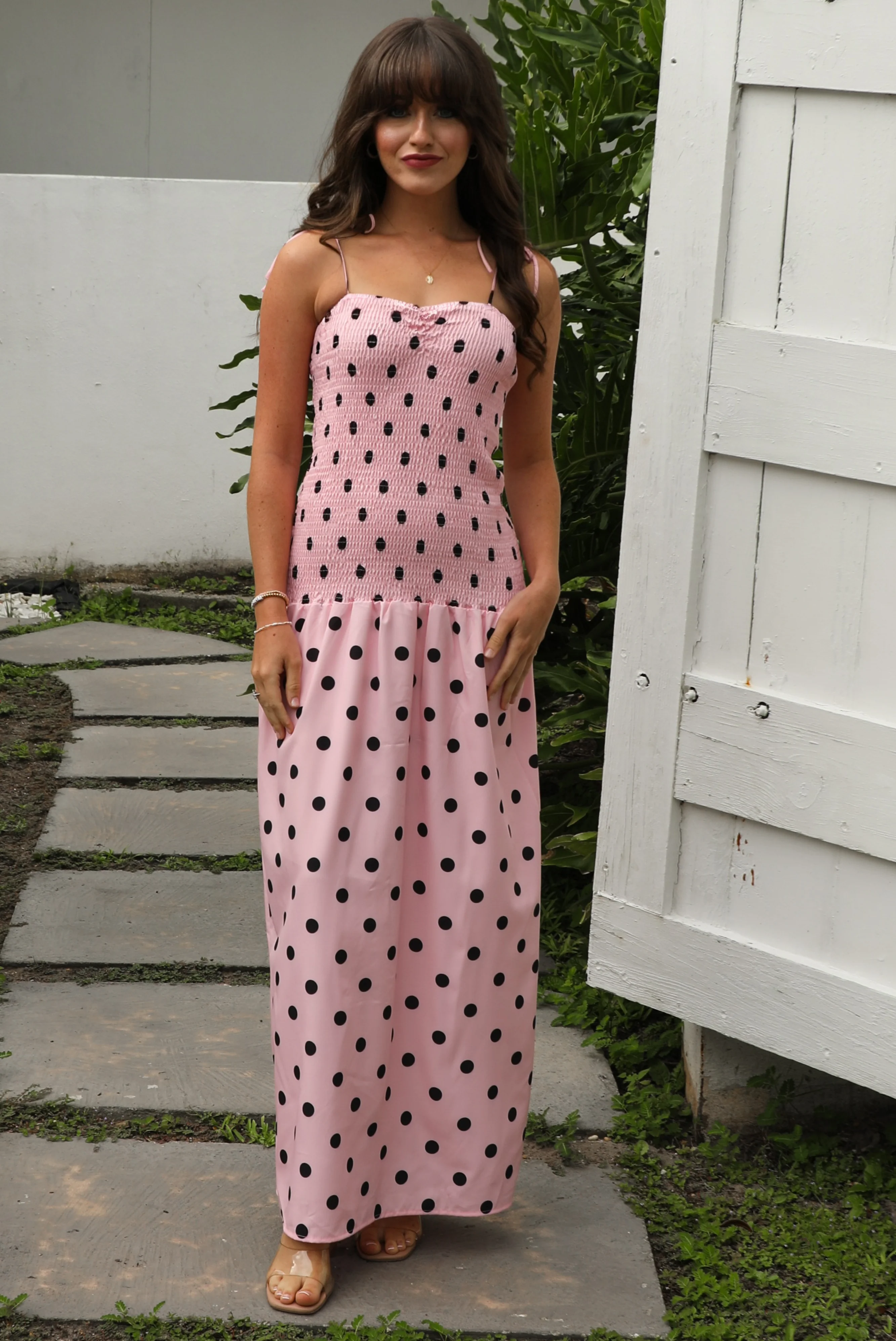 Polka Dot Cutie Maxi Dress: Pink/Black - Image 3