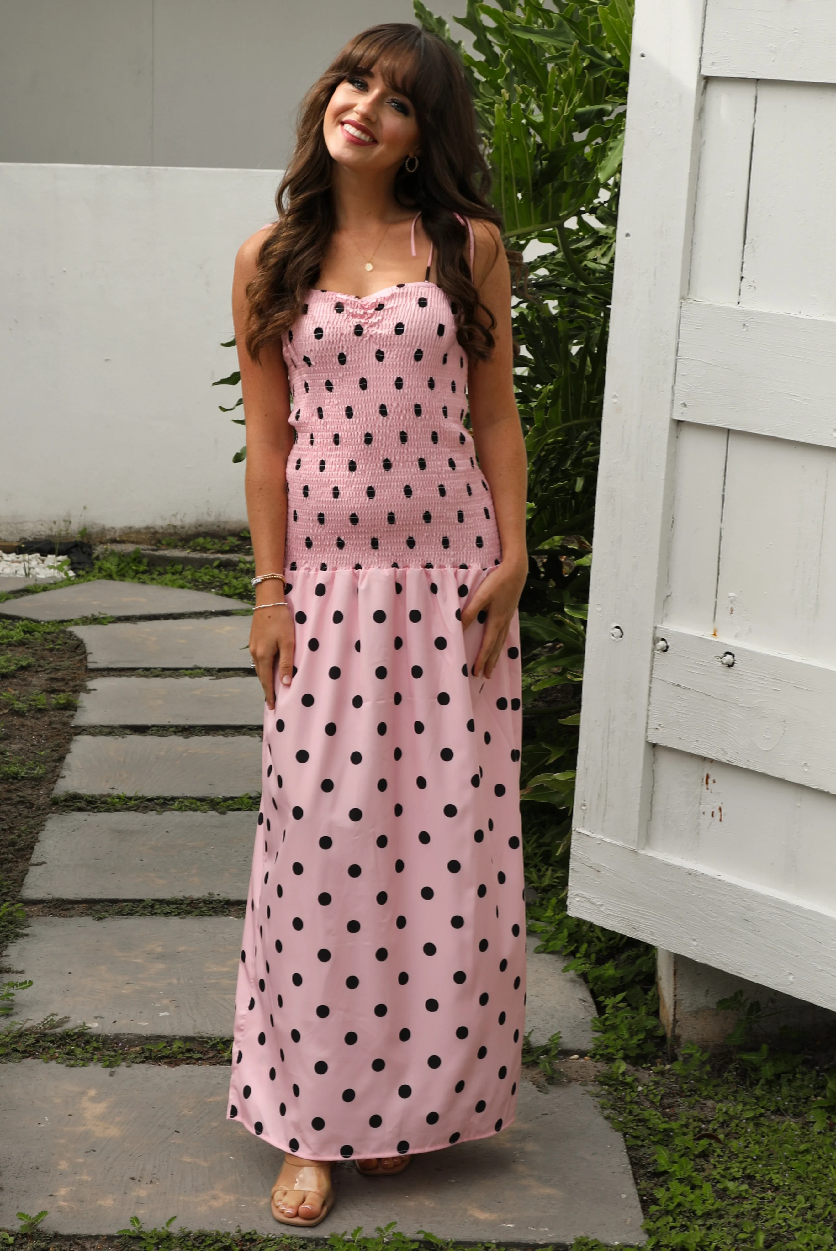 Polka Dot Cutie Maxi Dress: Pink/Black - Image 4