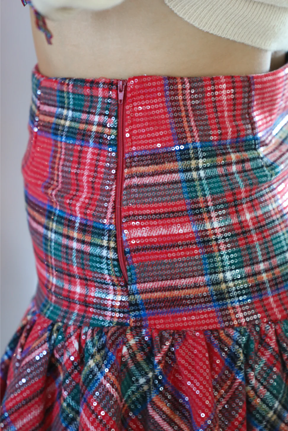 Simply Plaid Skirt: Multi/Sequined - Image 3