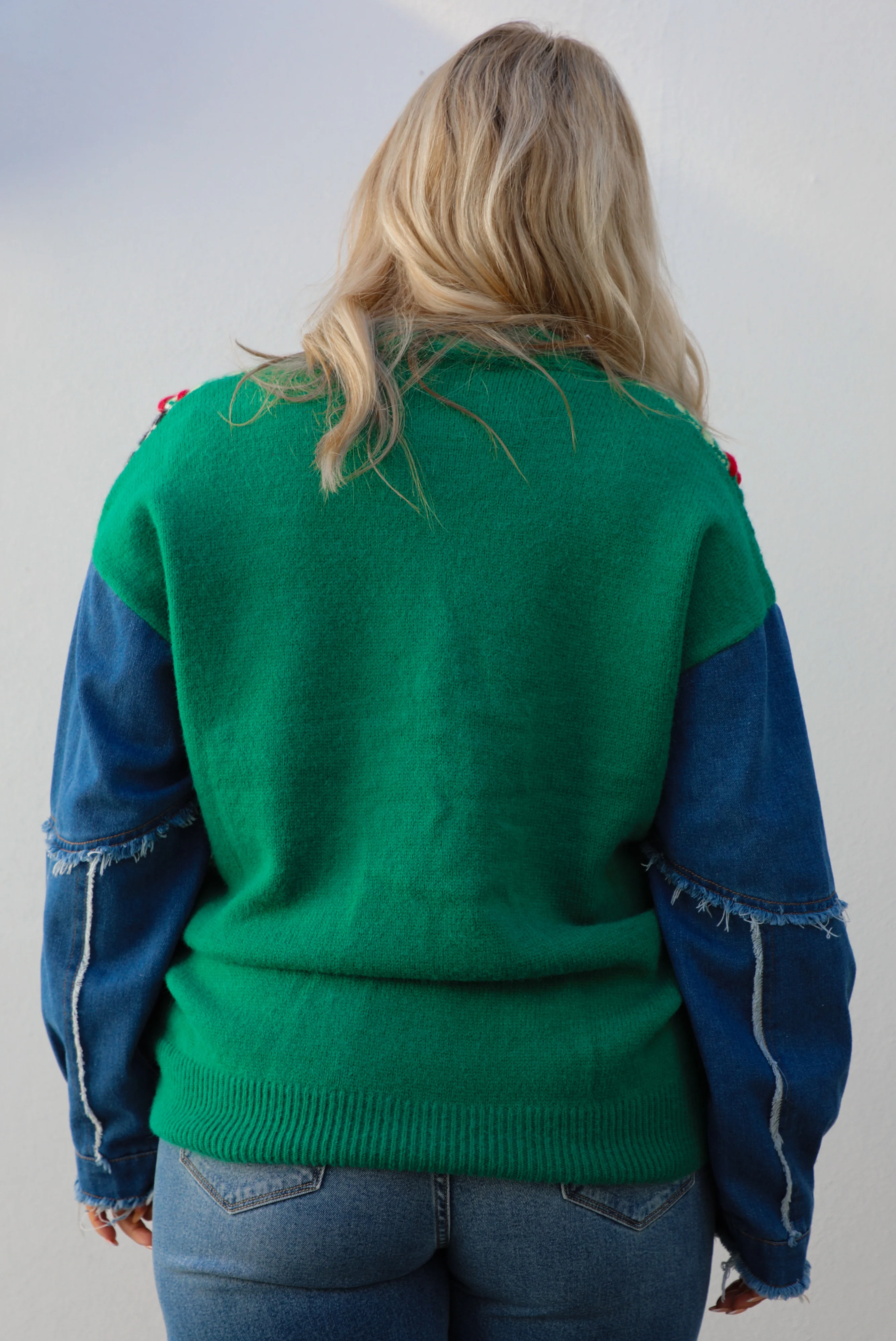 This & That Cardigan: Green/Denim - Image 8